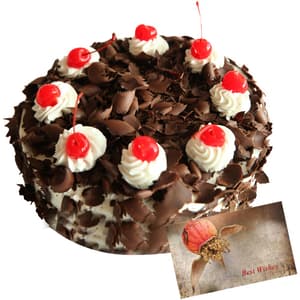 1Kg Black Forest Cake with Greeting Card